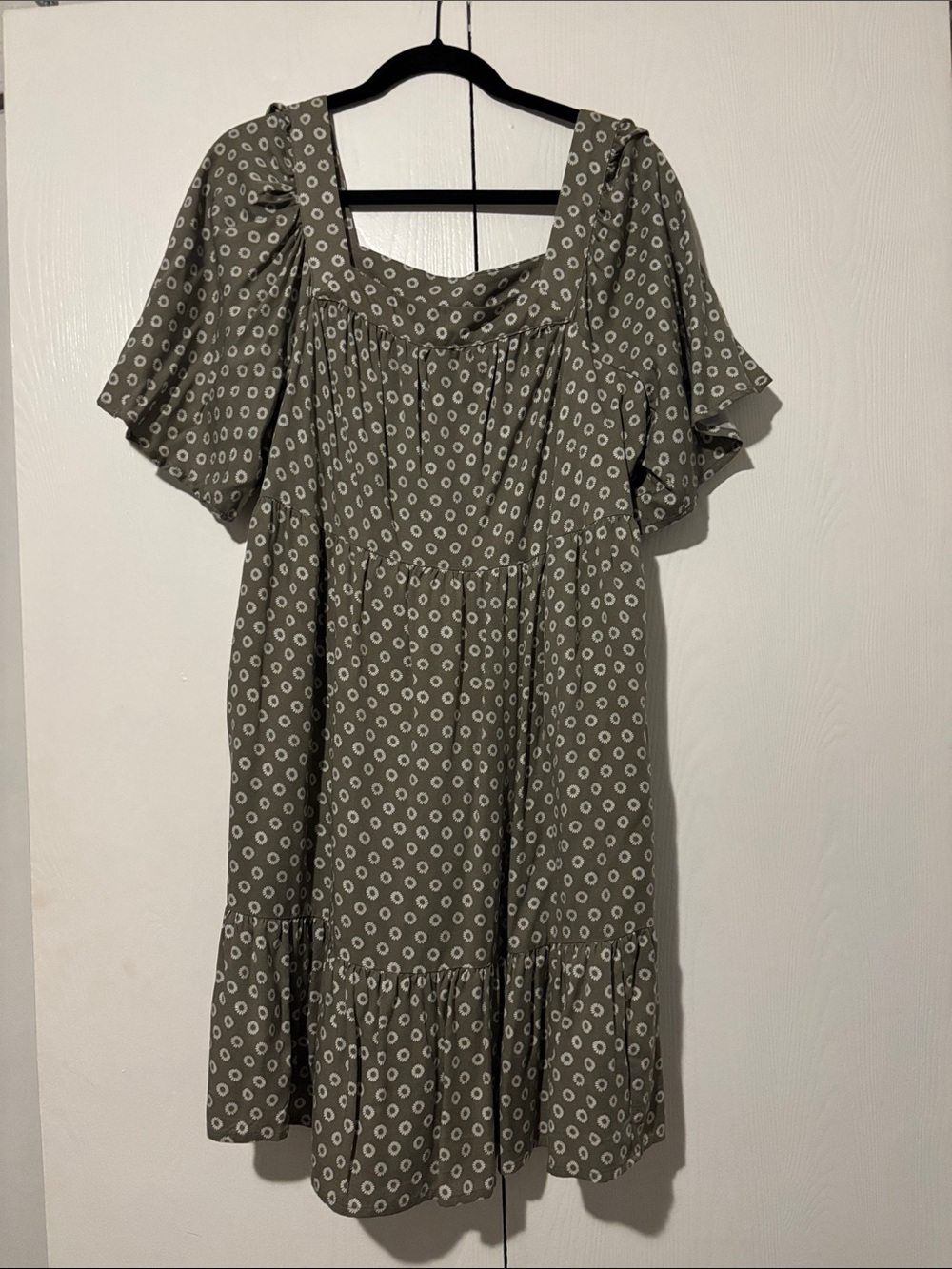 NWT - Maurices Olive Midi Dress with White Dot Pattern